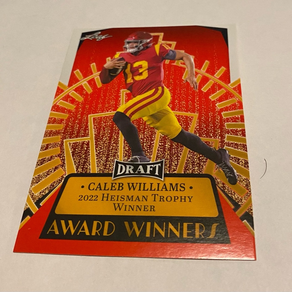 Caleb Williams RC Rookie 2023 Leaf Red Football Card #14 USC Trojans - Picture 3 of 3